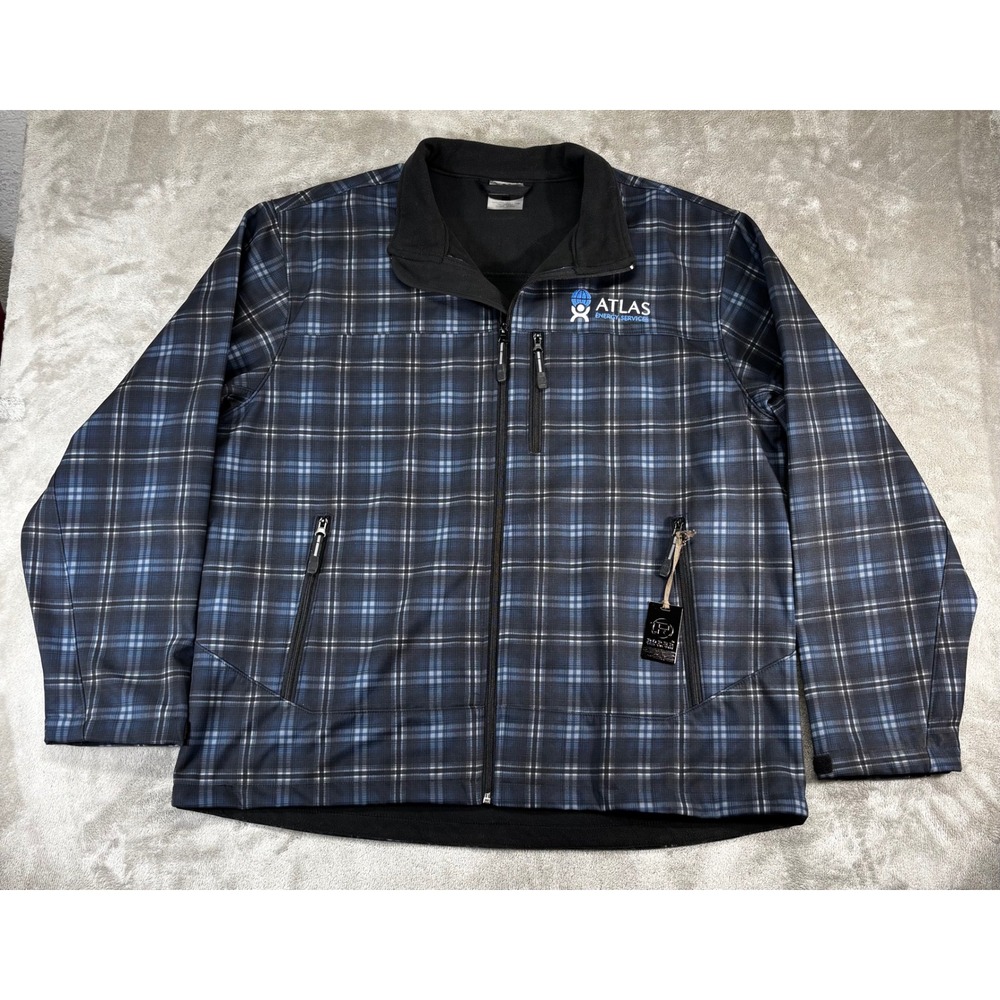 NEW Roper Softshell‎ Jacket Mens 2XL XXL Blue Plaid Fleece Lined Oilfield Work